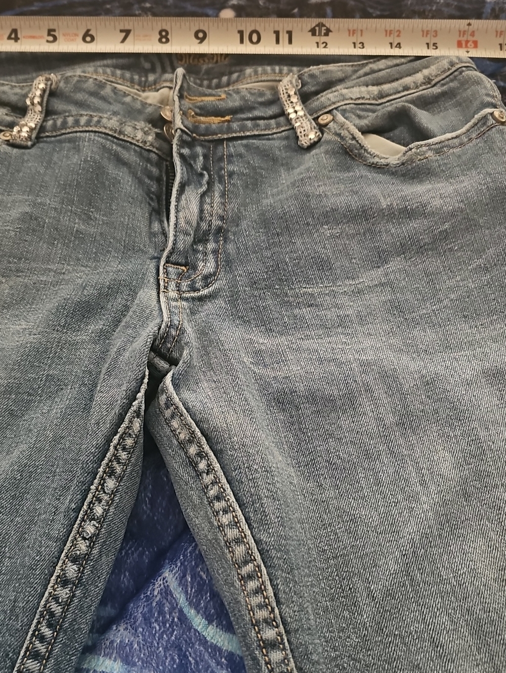 Miss Me Light Blue Distressed Boot Cut Jeans with Embellished Back Pockets - Picture 8 of 8